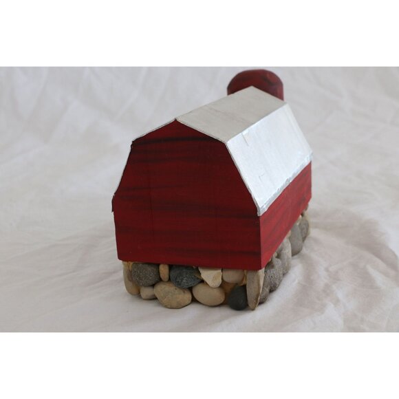 Vtg "Red Barn With Stone Silo" Stone Folk Art Work T. Johnston Tree Hugger JVC - Picture 3 of 6
